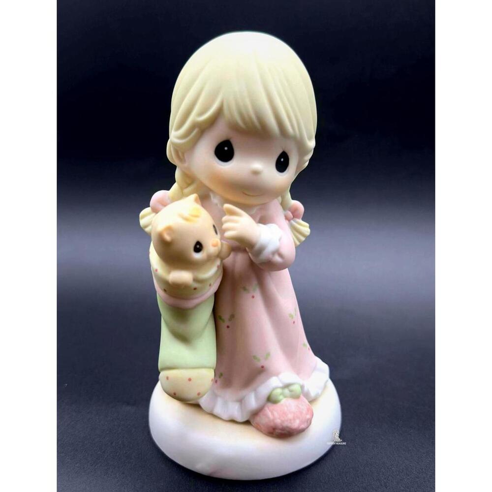 Precious Moments Adorable Girl Figurine with Kitten